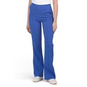 VENTI Royal Blue Solid High Waist Seamed Pants